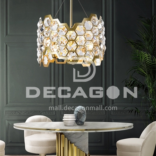 American style living room chandelier creative personality light luxury dining room bedroom round crystal lamp-WX-9395